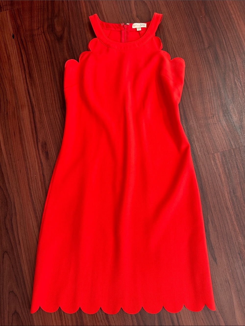 Maison Jules Bright Red Scallop-Hem Mini Dress
